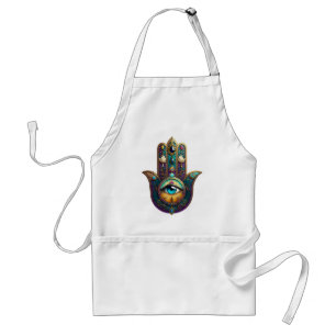 Tablier Violet sarcelle doré Hamsa avec troisième œil turq