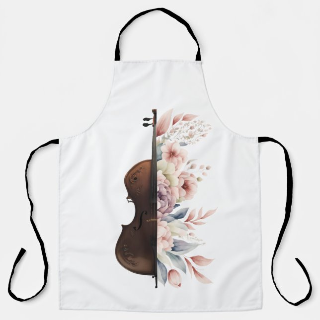 Tablier Violon aux fleurs. (Recto)