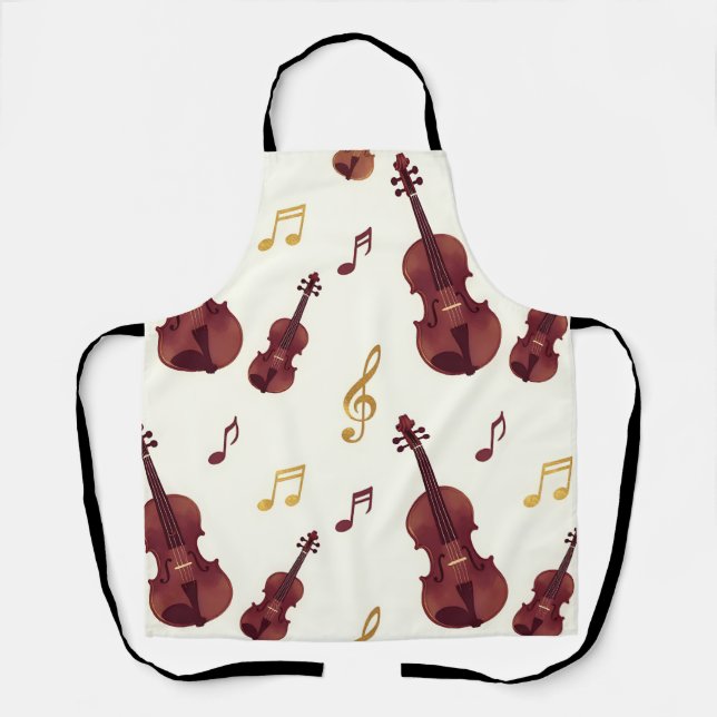 Tablier Violons musicaux motif sans couture (Recto)