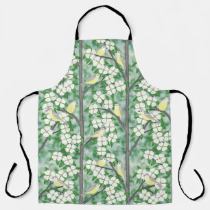 Tablier viréos de verdure sur le bois de chien à fleurs