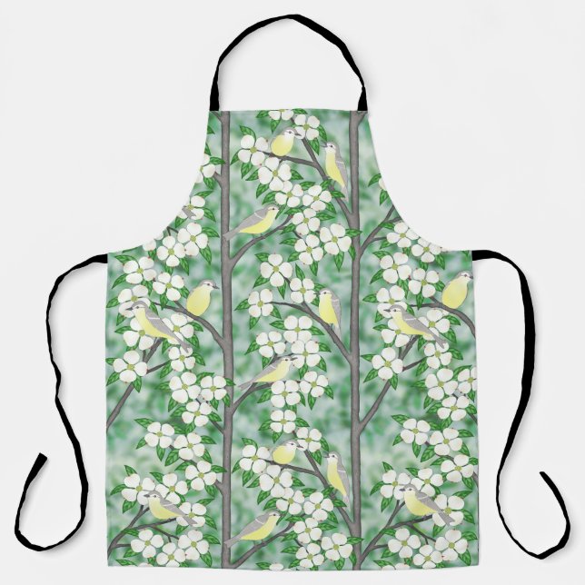 Tablier viréos de verdure sur le bois de chien à fleurs (Recto)