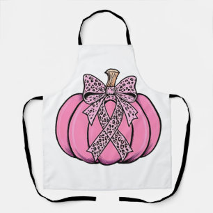 Tablier Visage de citrouille ruban rose Halloween cancer d
