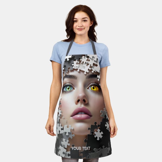 Tablier Visage de fille de puzzle fantaisie mignon  (Porté)
