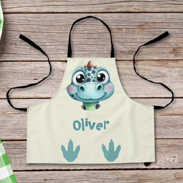 Tablier Visage et empreintes de bébé dinosaure mignons (Créateur téléchargé)