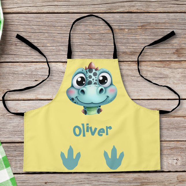 Tablier Visage et empreintes de bébé dinosaure mignons (Créateur téléchargé)