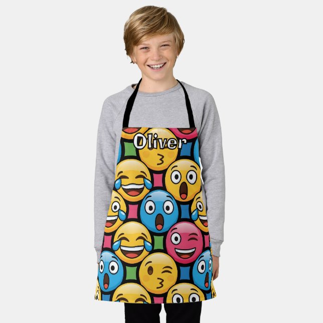 Tablier Visages d'Emoji Colorés Amusants (Porté)