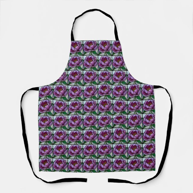 Tablier Vitraux Pivoine Violette (Recto)