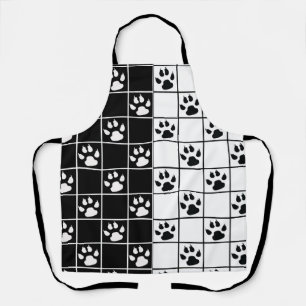 Tablier Vitre blanche noire Cute Paw Plaid