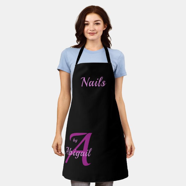 Tablier Vivid Gras Noir & Purple Nails Par Vous (Porté)