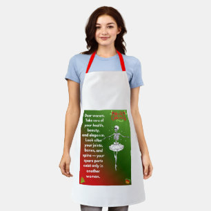 Tablier Vœux drôles de Noël pour un squelette pour femme