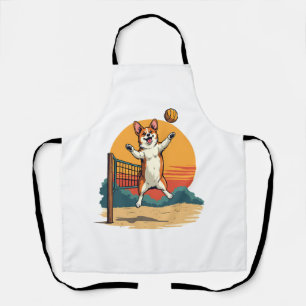 Tablier Volleyball Corgi Vintage Illustration Vectoriel Co