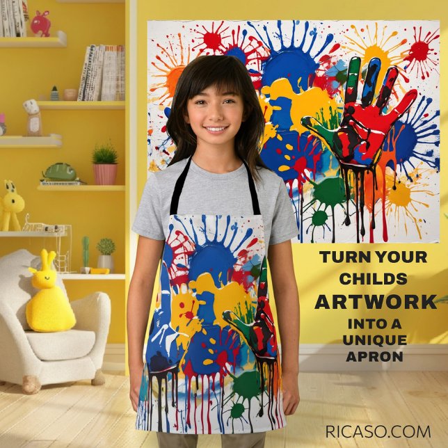 Tablier Vos Enfants Oeuvre D'Art Une Sorte Personnalisée (Your Childs Artwork One Of A Kind Personalized Apron by Ricaso. make your own custom gifts)