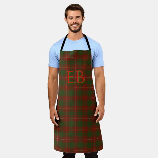 Tablier Vos initiales sur Bruce Clan tartan (Porté)