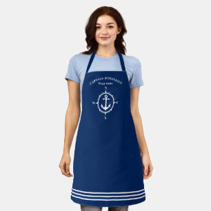 Tablier Votre capitaine et votre nom de bateau Ancre Compa