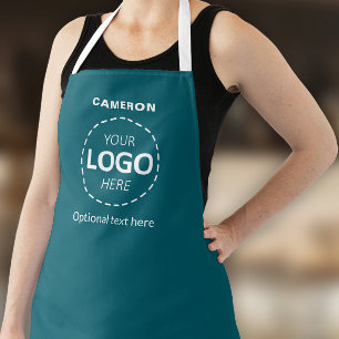 Tablier Votre logo ici - Simple Personnalisation Turquoise