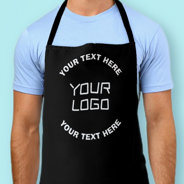 Tablier Votre logo ou image et texte modifiable | Noir et  (Créateur téléchargé)