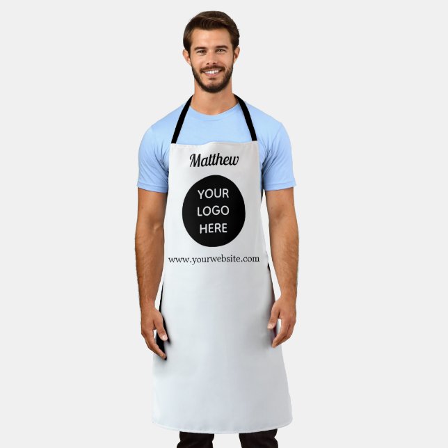 Tablier Votre logo site web entreprise noir blanc (Porté)