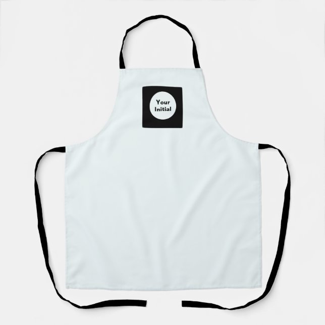 Tablier Votre monogramme initial Sangles noires Blanc  (Recto)