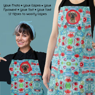 Tablier Votre photo sur Red Turquoise Abstrait plaisir cad