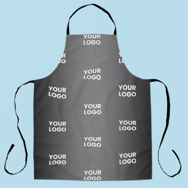 Tablier Votre simple logo répétitif | Gradient noir et gri (Créateur téléchargé)