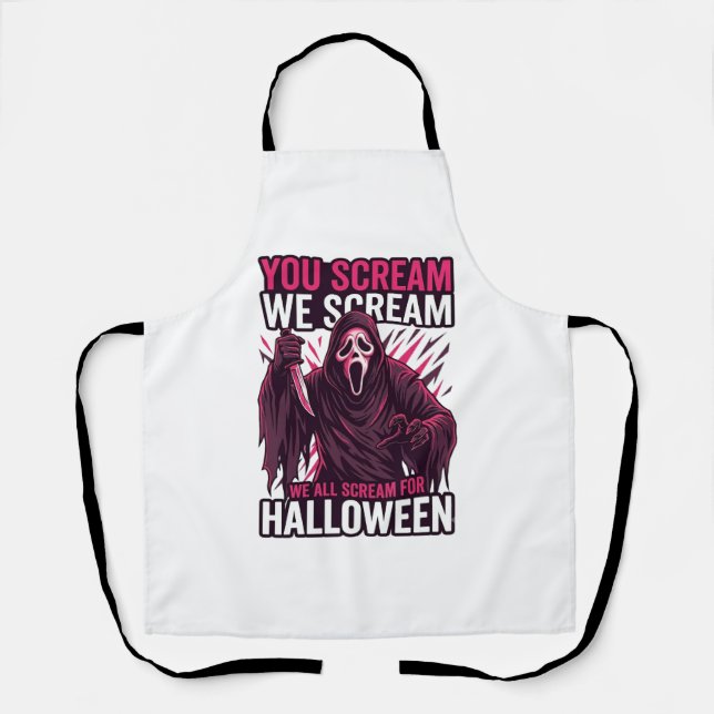 Tablier Vous criez nous Halloween Ghostface Couteau Sangla (Recto)