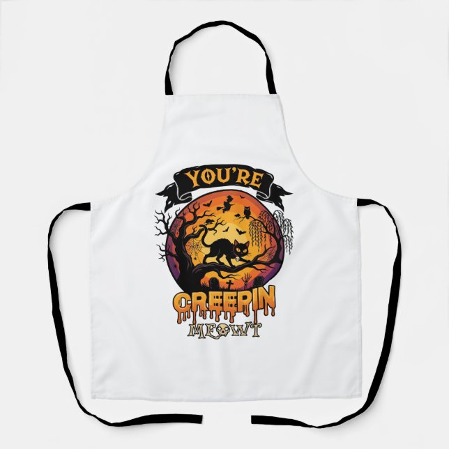 Tablier Vous Me Faites Frissonner Halloween Chat Noir Plei (Recto)