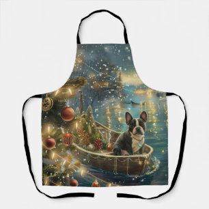 Tablier Voyage de fête de Noël de Boston Terrier