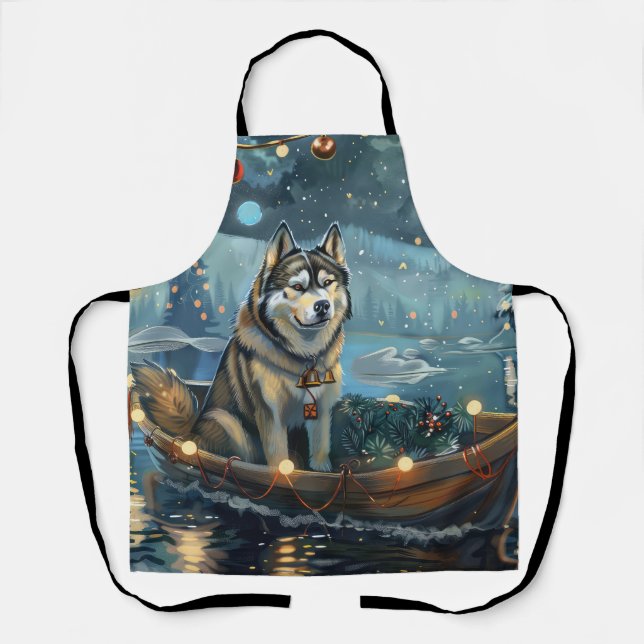 Tablier Voyage de fête de Noël du Malamute d'Alaska (Recto)