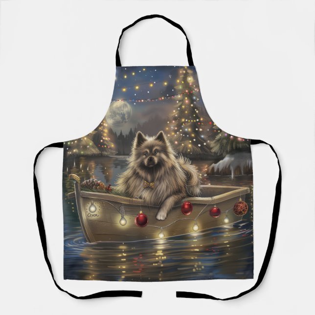 Tablier Voyage de Noël festif Keeshond (Recto)