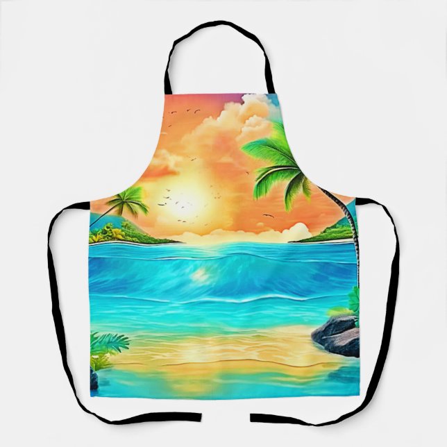 Tablier Vue sur la plage Tropical Sunset Paradise (Recto)