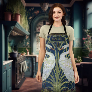 Tablier Walter Crane Deux Cygnes Art Nouveau Décor Vintage