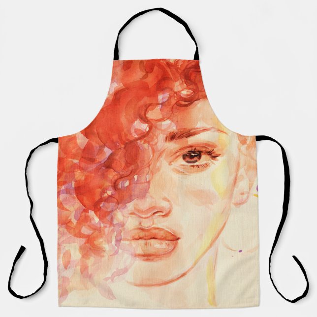 Tablier Watercolor belle fille (Recto)