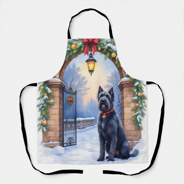 Tablier Watercolor Black Russian Terrier Iron Christmas (Recto)