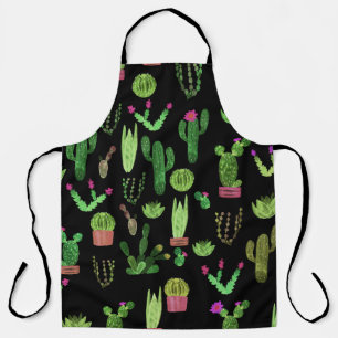 Tablier Watercolor Cactuses Plante Arrière - plan sans cou