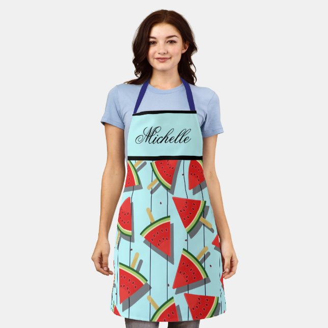 Tablier Watermelon Popsicle Print Kitchen Apron - Femme (Porté)