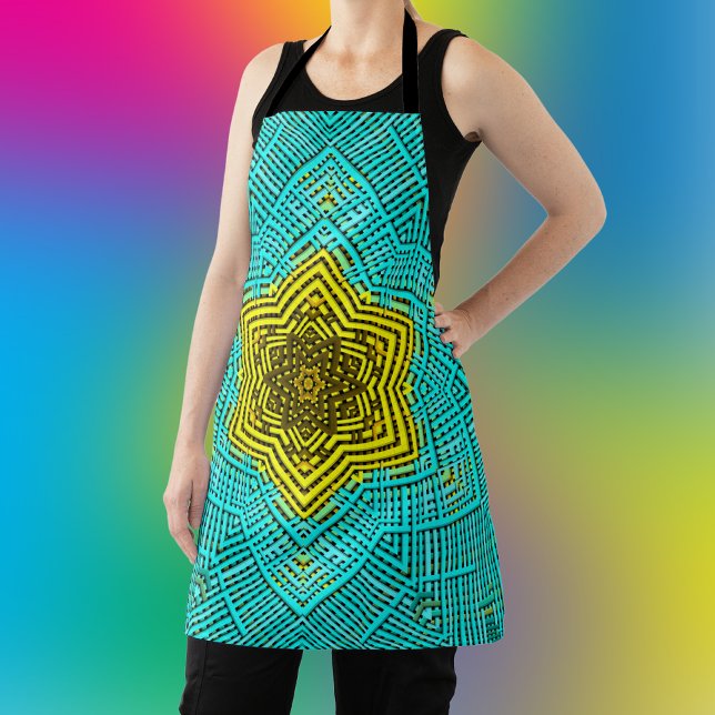 Tablier Weer Mandala bleu et jaune (Créateur téléchargé)
