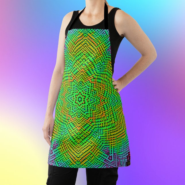 Tablier Weer Mandala Orange Vert et Bleu (Créateur téléchargé)
