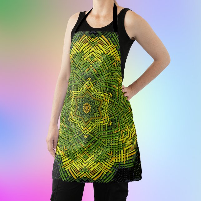 Tablier Weer Mandala vert jaune et noir (Créateur téléchargé)