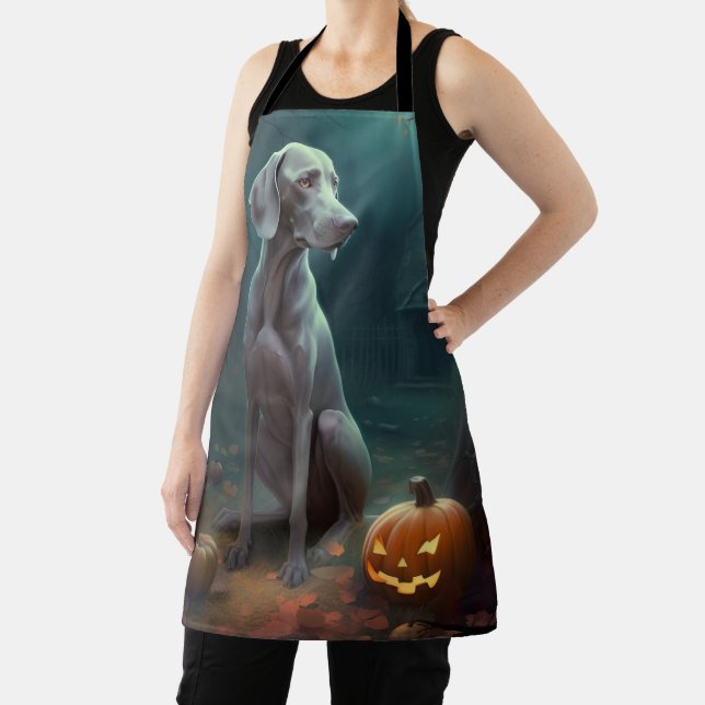 Tablier Weimaraner Halloween avec citrouilles effrayant (Insitu)