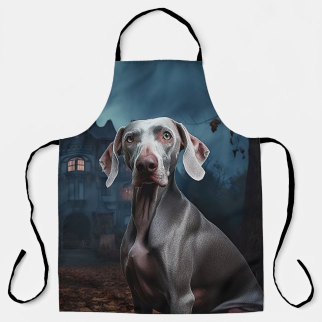 Tablier Weimaraner Halloween Épouvantable (Recto)