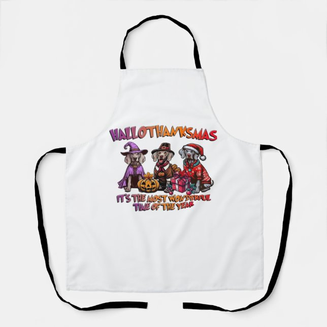 Tablier Weimaraner Halloween Thanksgiving Christmas Oversi (Recto)