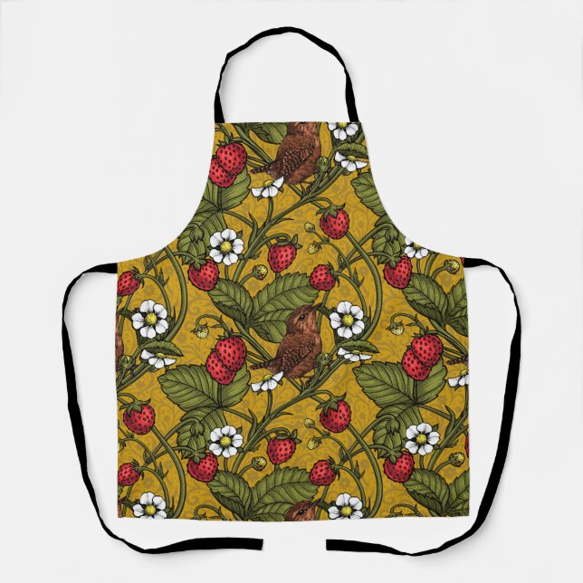 Tablier Wens et fraises sur mustrard (Recto)