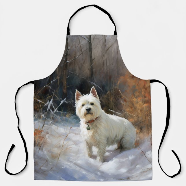Tablier West Highland White Terrier Laissons neiger Noël (Recto)