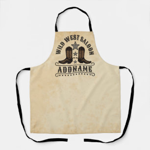 Tablier Western Cowboy Boots AJOUTER LE NOM Sheriff Spurs