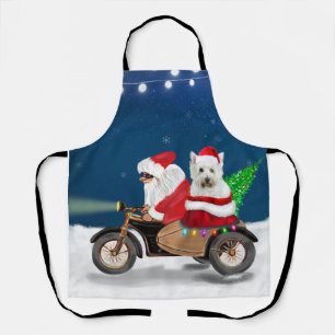 Tablier Westie's Festive Ride : Le Père Noël sur une moto