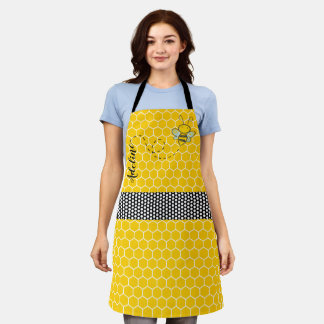Tablier Whimsical Bee and Honeycomb Personnalisé