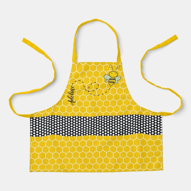 Tablier Whimsical Bee and Honeycomb Personnalisé (Recto)