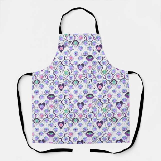 Tablier Whimsical Eye and Heart Pattern All-Over Print Apr (Recto)