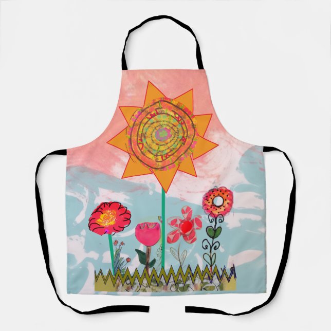 Tablier Whimsical Flowers All-Over Print Apron (Recto)