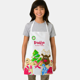 Tablier Whimsical Kids Christmas Baking Cookie Exchange